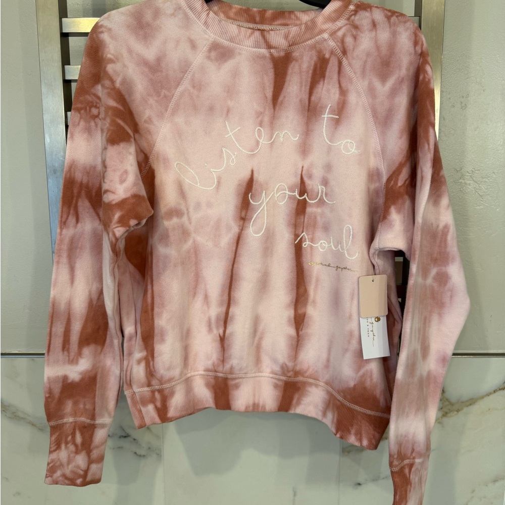 Spiritual Gangster Blush Tie-Dye Crew Neck Sweater